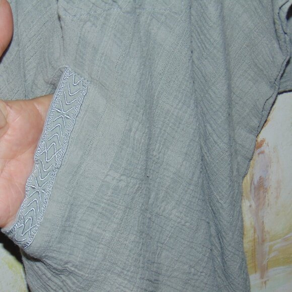 Democracy Cardigan Sleeveless Lightweight Gray Brushed Cotton Shrug Cottagecore - Picture 3 of 8